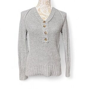 Y2K Grey Henley Sweater Closet Staple Wool Blend Size Large Fall Timeless